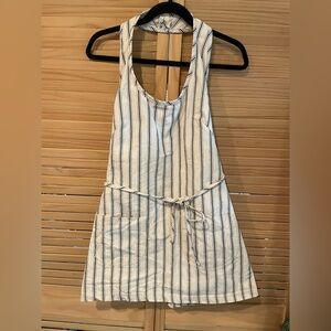 Anna Sui vintage Beige and Black Striped wrap apron Dress